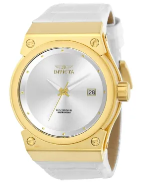 INVICTA Akula Womens Watch - Gold-Tone - Date - White Leather Strap - 100M