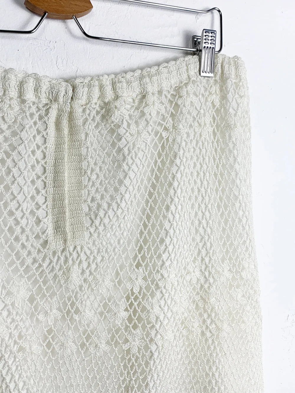 Ivory Crochet Knee Length Skirt