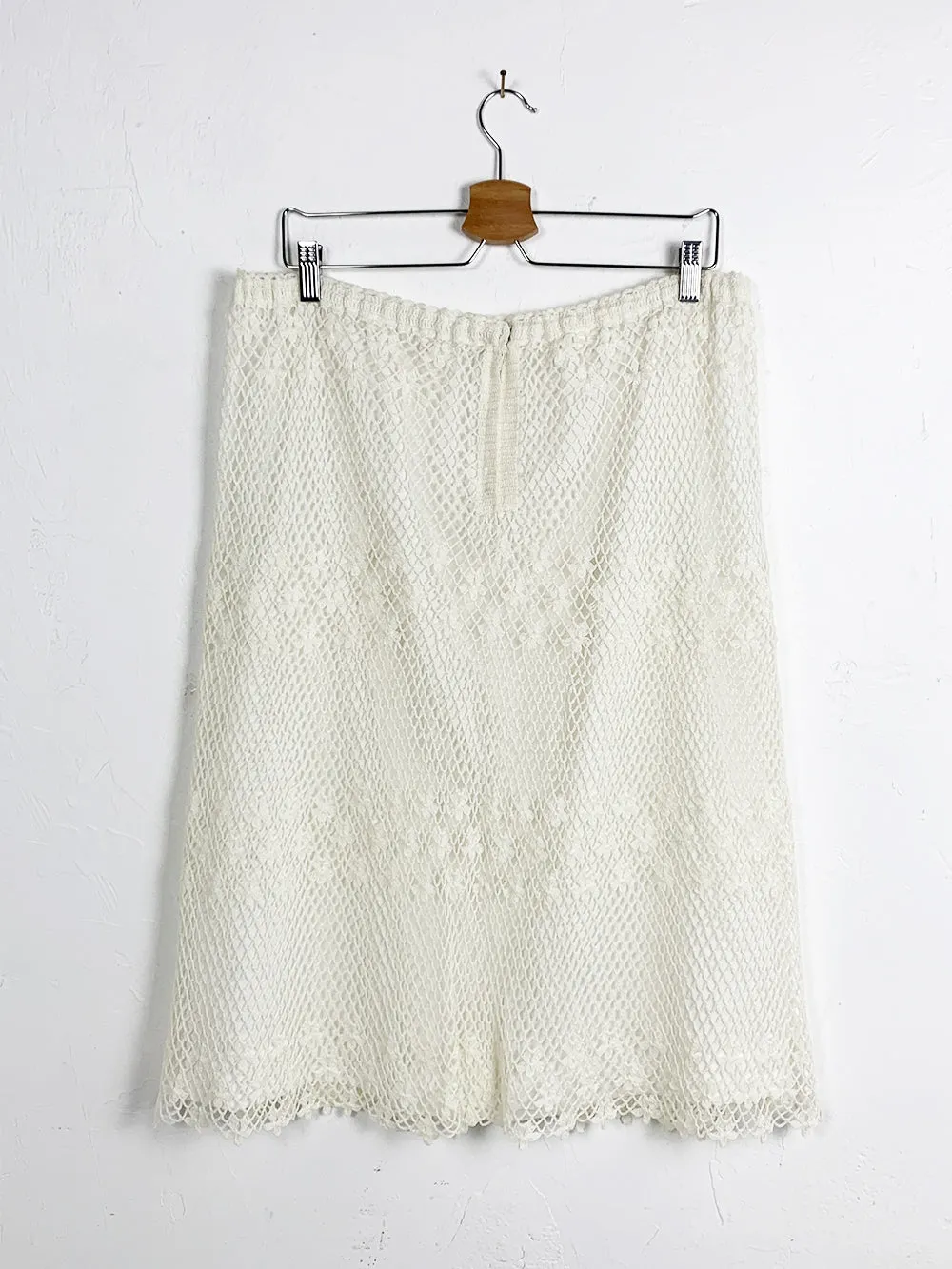 Ivory Crochet Knee Length Skirt