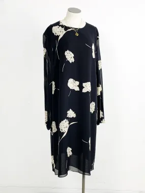 JNY Black and Tan Floral Rayon Dress