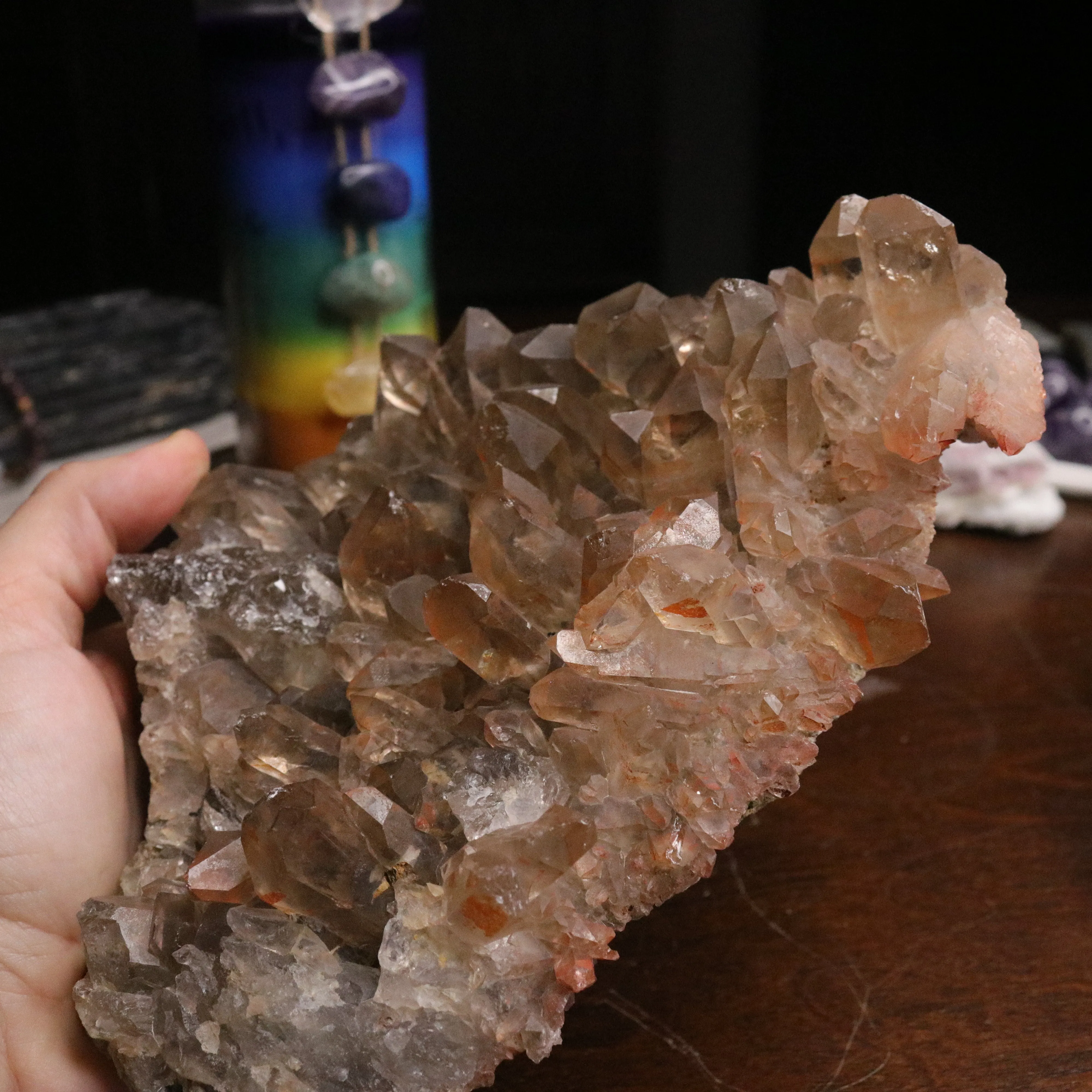 Jumbo ~ Gorgeous and Unique Lithium and Red Hematoid Quartz Cluster from Brazil