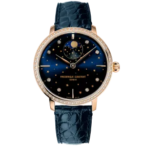 Ladies Slimline Moon & Stars Watch with Navy Dial