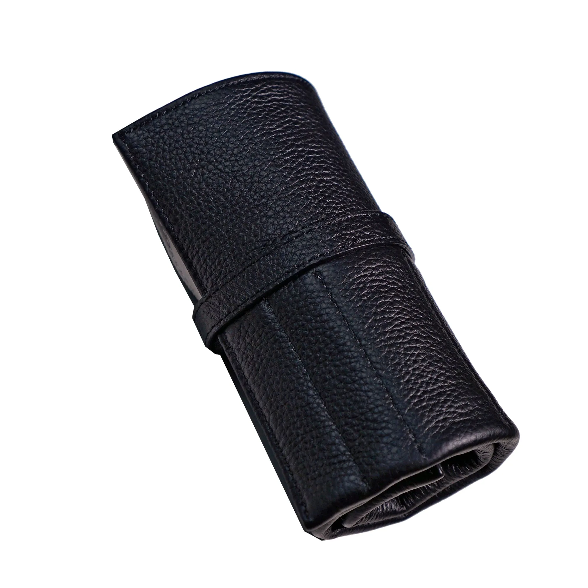 Leather Watch & Strap Roll in Black (3 5 Slots)