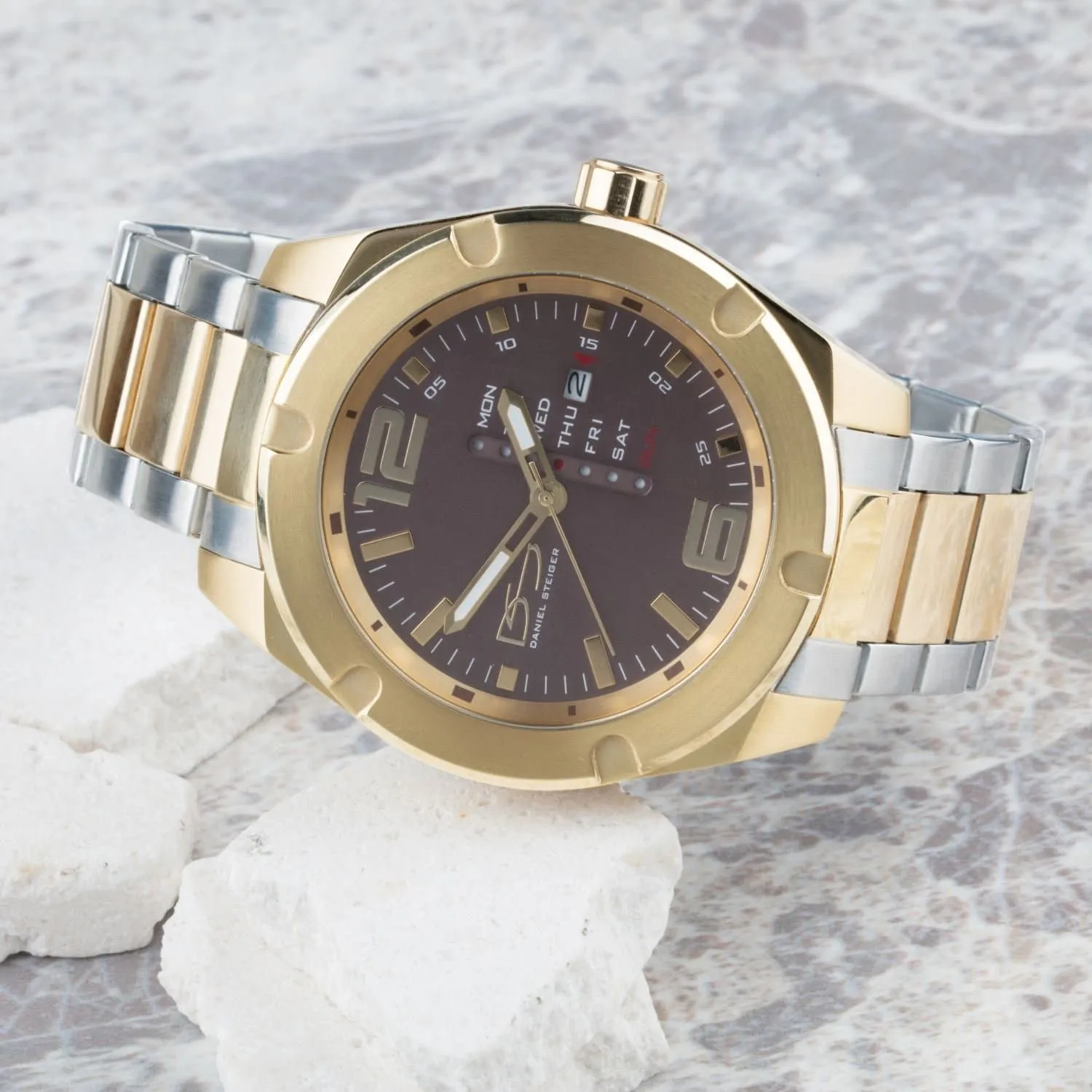 Linear Day Date Gold Two-Tone Watch