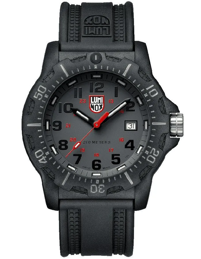 Luminox Mens Black Ops Carbon Watch - Black Case & Rubber Strap - Red Accents