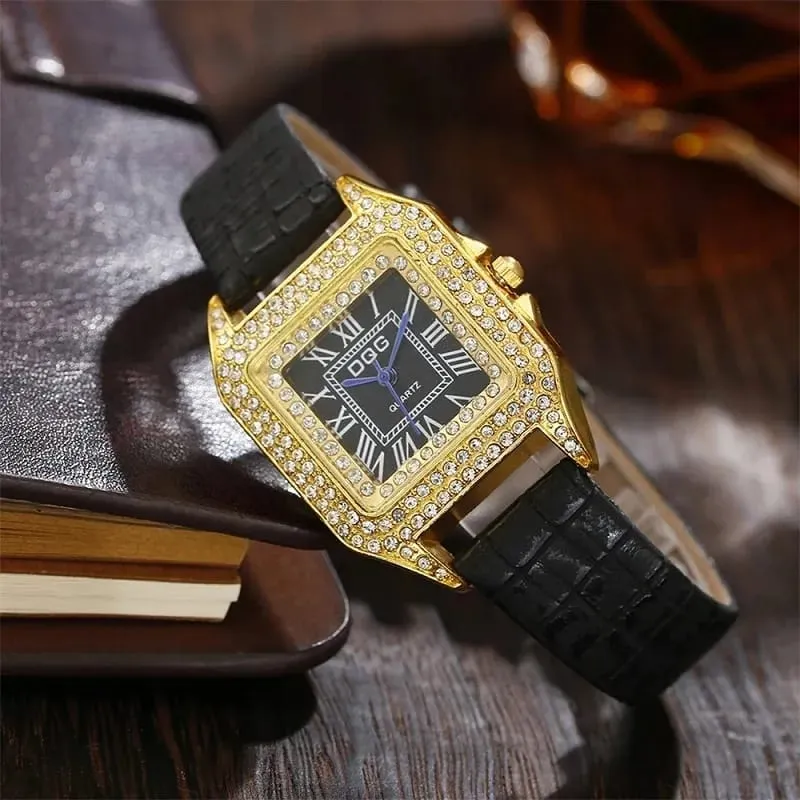 Luxury Fashion Women Watches Shining Dial Design Qualities Ladies Quartz Wristwatches Retro Rectangle Female Leather Clock Gifts S4159855