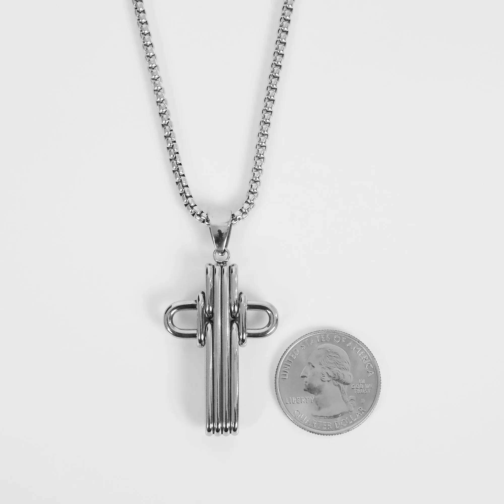 Mechanical Cross Necklace - Silver