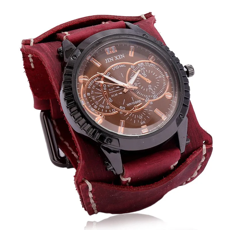 Men's Quartz Luxury Wristwatch w/Leather Band