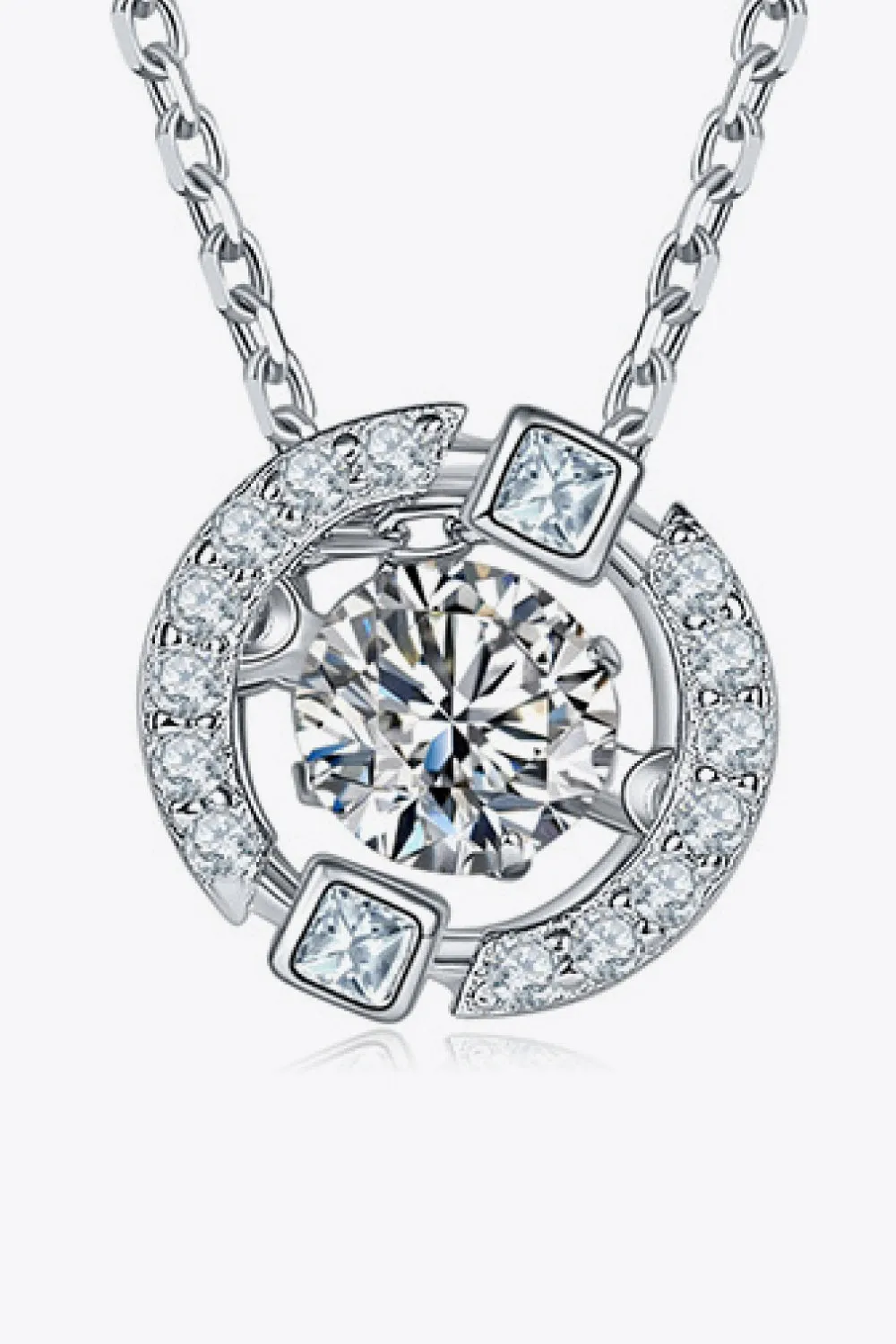 Moissanite Pendant Chain-Link Silver Necklace