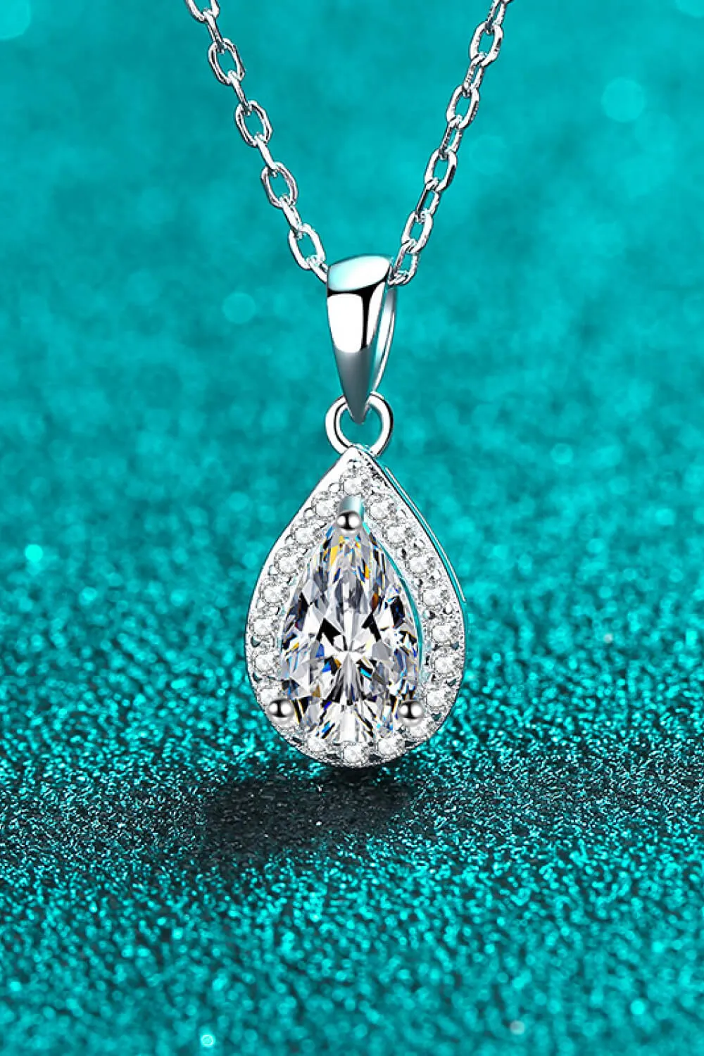 Moissanite Teardrop Pendant Necklace