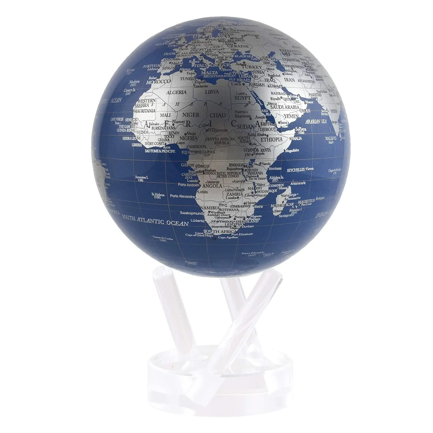 MOVA Solar-Power and Magnetic Driven Globes - Blue and Silver, 4.5 D