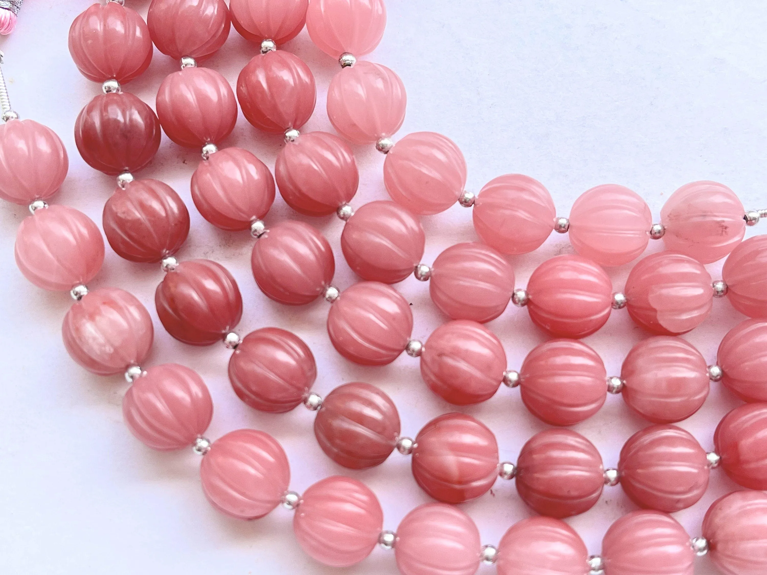 Natural Guava Quartz Carved Sphere shape beads