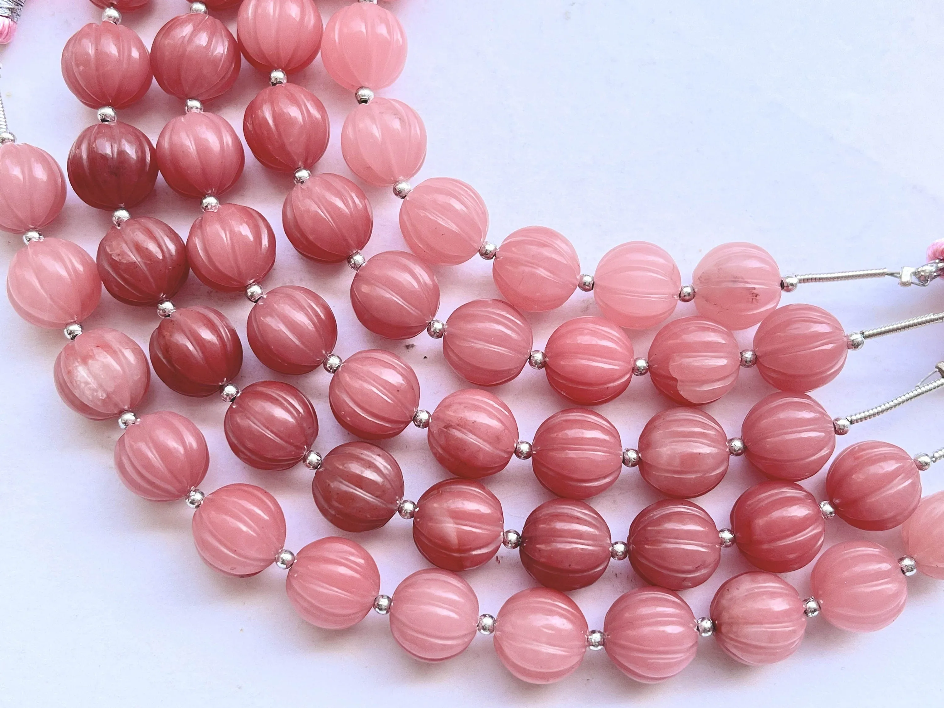 Natural Guava Quartz Carved Sphere shape beads