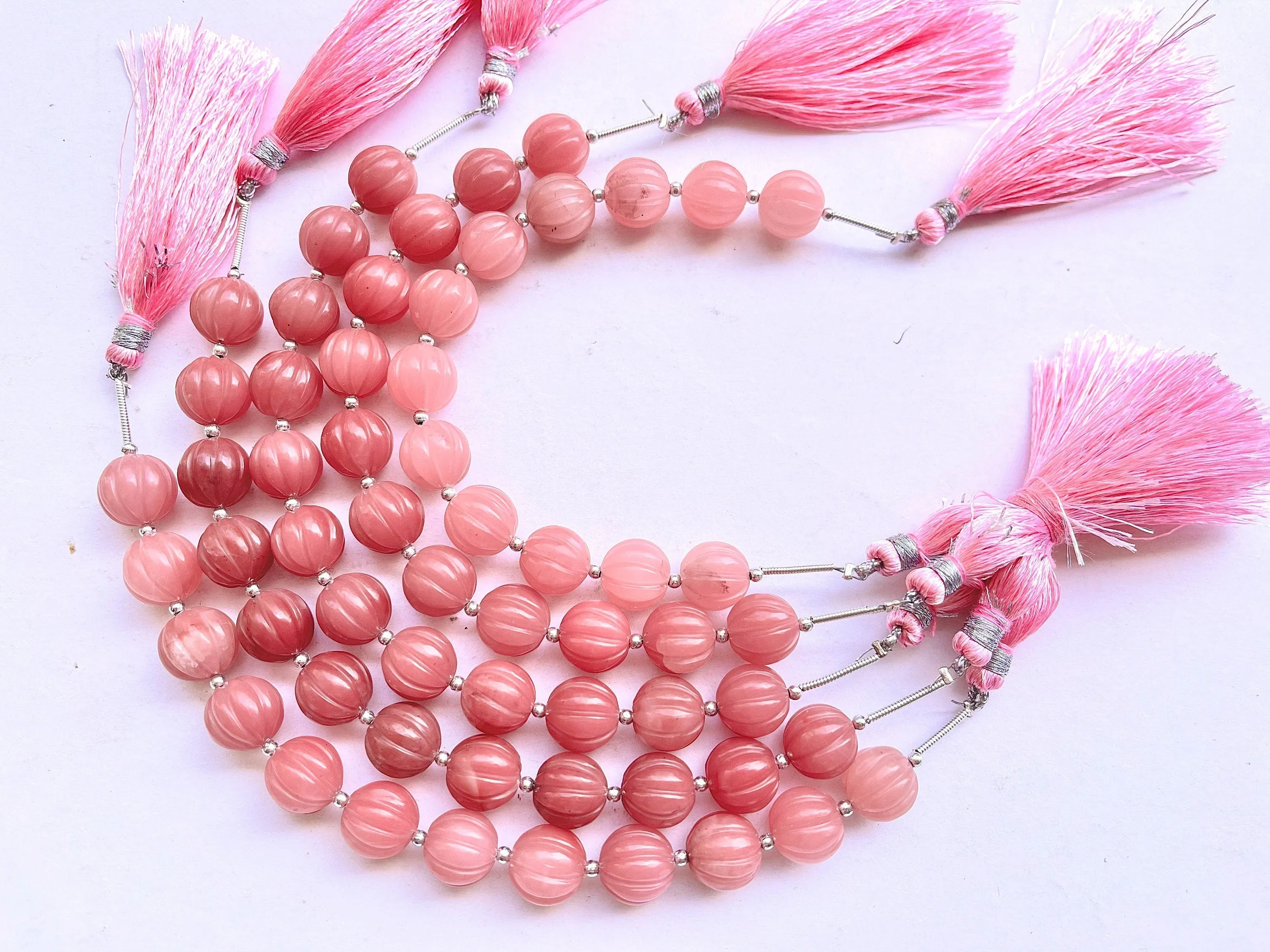 Natural Guava Quartz Carved Sphere shape beads