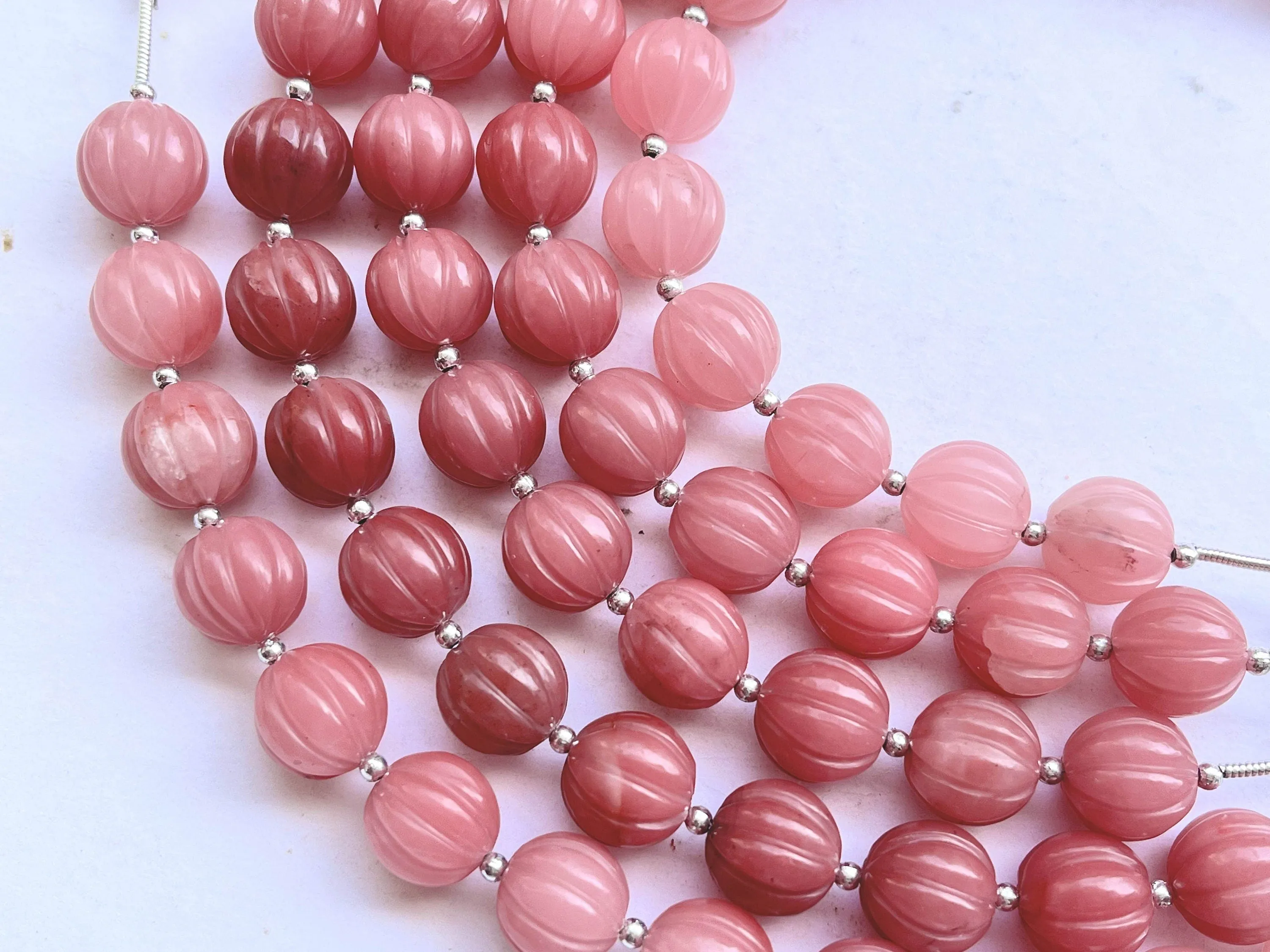 Natural Guava Quartz Carved Sphere shape beads