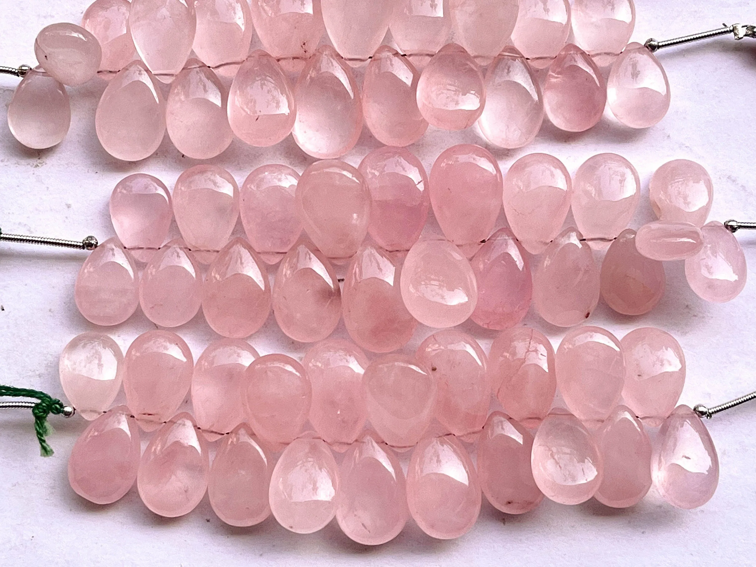 Natural Rose Quartz Smooth Pear Shape Briolette Beads