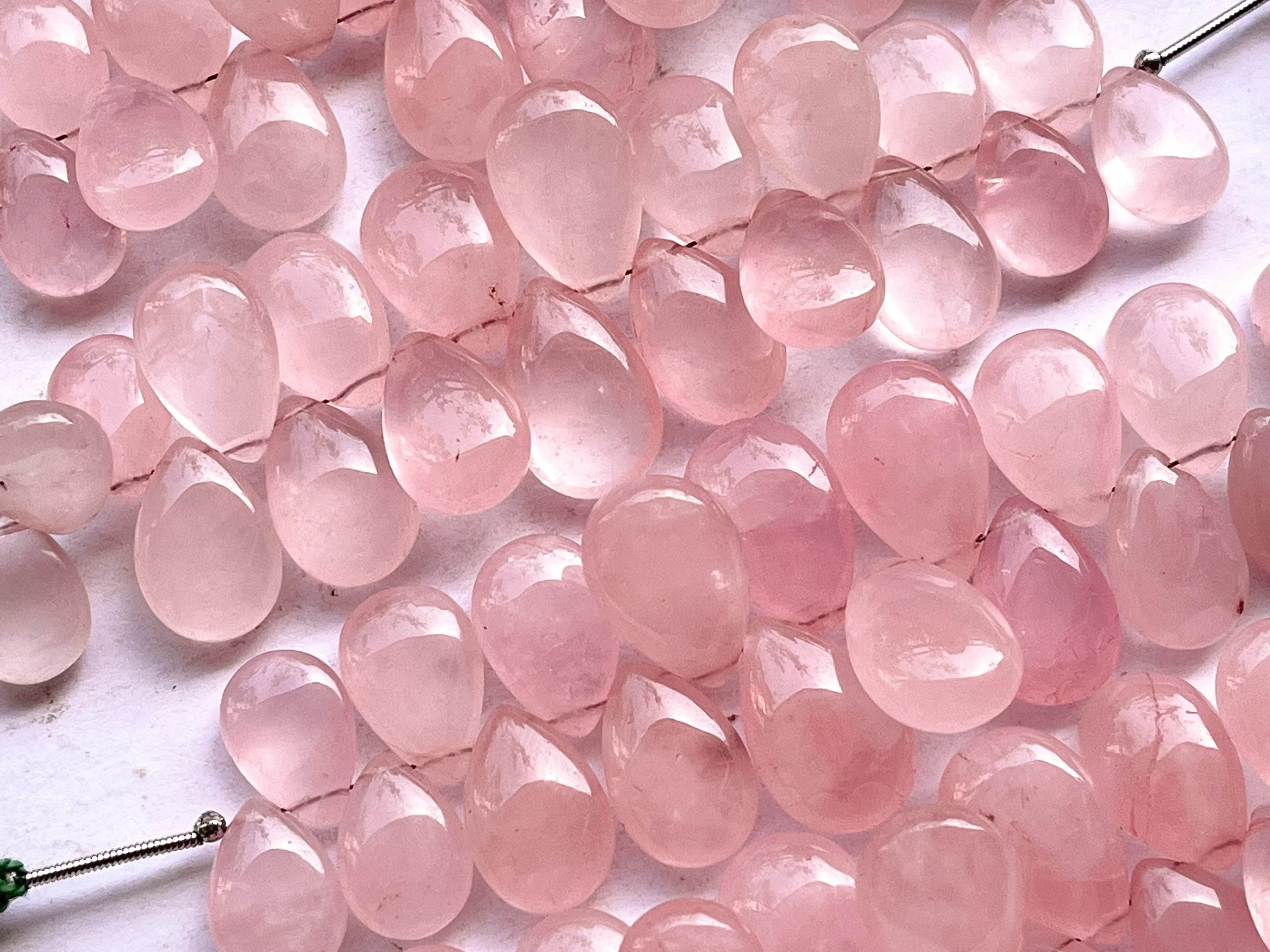 Natural Rose Quartz Smooth Pear Shape Briolette Beads