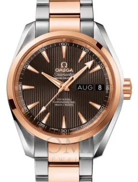 OMEGA SEAMASTER AQUA TERRA 150M CO-AXIAL CHRONOMETER ANNUAL CALENDAR 38.5MM STAINLESS STEEL RED GOLD GREY DIAL 231.20.39.22.06.001 WITH STEEL RED GOLD BRACELET