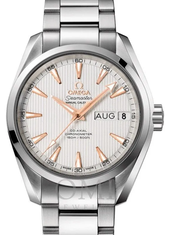 OMEGA SEAMASTER AQUA TERRA 150M CO-AXIAL CHRONOMETER ANNUAL CALENDAR 38.5MM STAINLESS STEEL SILVER DIAL STEEL BRACELET 231.10.39.22.02.001 WITH STEEL BRACELET