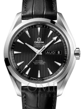 OMEGA SEAMASTER AQUA TERRA 150M CO-AXIAL CHRONOMETER ANNUAL CALENDAR 43MM STAINLESS STEEL BLACK DIAL 231.13.43.22.01.002 ALLIGATOR LEATHER STRAP