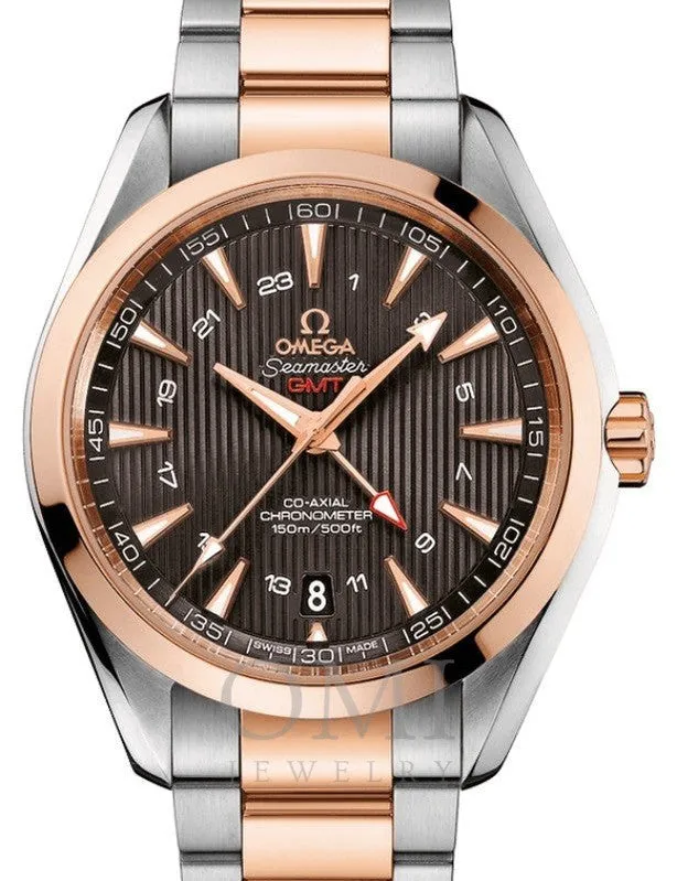 OMEGA SEAMASTER AQUA TERRA 150M CO-AXIAL CHRONOMETER GMT 43MM STAINLESS STEEL RED GOLD GREY DIAL 231.20.43.22.06.003 WITH STEEL RED GOLD BRACELET