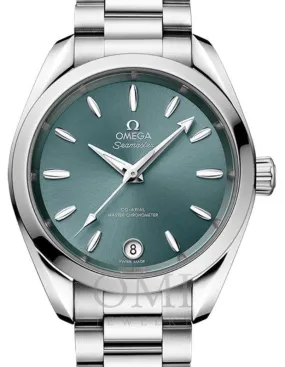 OMEGA SEAMASTER AQUA TERRA 150M CO-AXIAL MASTER CHRONOMETER 34MM STAINLESS STEEL GREEN INDEX DIAL 220.10.34.20.10.001 WITH STEEL BRACELET