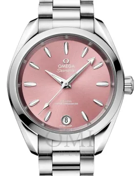 OMEGA SEAMASTER AQUA TERRA 150M CO-AXIAL MASTER CHRONOMETER 34MM STAINLESS STEEL PINK INDEX DIAL 220.10.34.20.10.003 WITH STEEL BRACELET