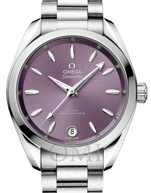 OMEGA SEAMASTER AQUA TERRA 150M CO-AXIAL MASTER CHRONOMETER 34MM STAINLESS STEEL PURPLE INDEX DIAL 220.10.34.20.10.002 WITH STEEL BRACELET