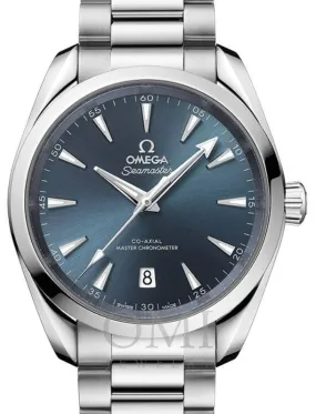 OMEGA SEAMASTER AQUA TERRA 150M CO-AXIAL MASTER CHRONOMETER 38MM STAINLESS STEEL BLUE INDEX DIAL STEEL BRACELET 220.10.38.20.03.003 WITH STEEL BRACELET