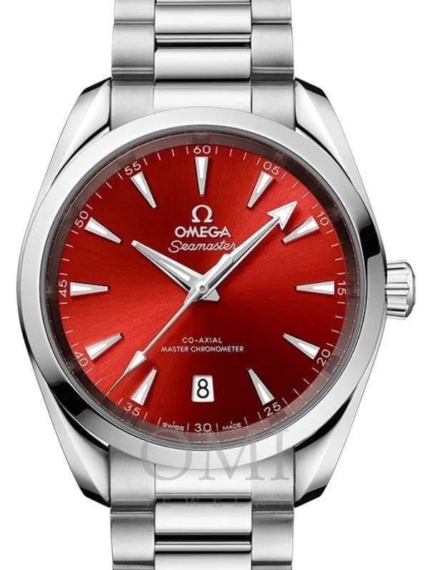 OMEGA SEAMASTER AQUA TERRA 150M CO-AXIAL MASTER CHRONOMETER 38MM STAINLESS STEEL RED INDEX DIAL 220.10.38.20.13.003 WITH STEEL BRACELET