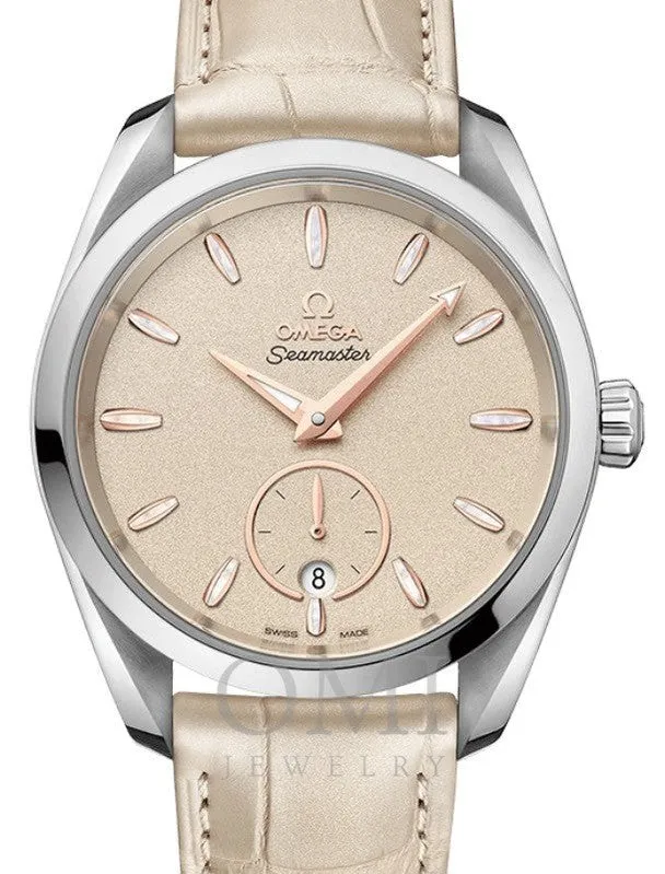 OMEGA SEAMASTER AQUA TERRA 150M CO-AXIAL MASTER CHRONOMETER SMALL SECONDS 38MM STAINLESS STEEL 220.13.38.20.09.001 WITH GREY DIAL ALLIGATOR LEATHER STRAP