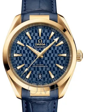 OMEGA SEAMASTER AQUA TERRA 150M CO-AXIAL MASTER CHRONOMETER YELLOW GOLD 41MM BLUE DIAL 522.53.41.21.03.001 WITH ALLIGATOR LEATHER STRAP