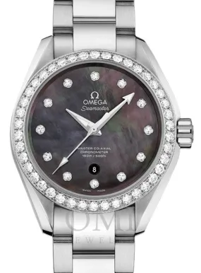 OMEGA SEAMASTER AQUA TERRA 150M MASTER CO-AXIAL CHRONOMETER 34MM STAINLESS STEEL DIAMOND BEZEL GREY DIAL DIAMOND INDEX 231.15.34.20.57.001 WITH STEEL BRACELET