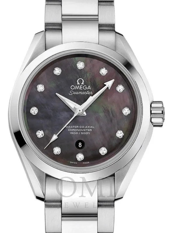 OMEGA SEAMASTER AQUA TERRA 150M MASTER CO-AXIAL CHRONOMETER 34MM STAINLESS STEEL GREY DIAL DIAMOND INDEX 231.10.34.20.57.001 WITH STEEL BRACELET