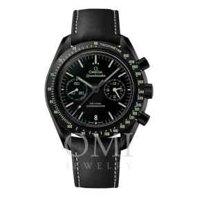 Omega Speedmaster 44.25MM-Pitch Dark Side of the Moon Watch 311.92.44.51.01.004- The Pitch Black Leather Strap With Ecru Stitching