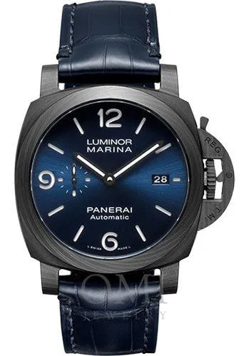 PANERAI LUMINOR MARINA CARBOTECH BLU NOTTE CARBON FIBRE 44MM BLUE DIAL ALLIGATOR LEATHER STRAP PAM01664