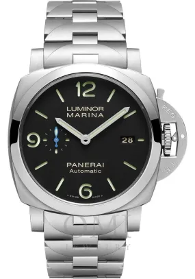 PANERAI LUMINOR MARINA STAINLESS STEEL 44MM BLACK DIAL PAM01562 WITH STAINLESS STEEL BRACELET