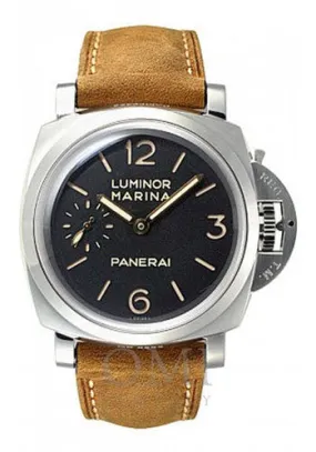 PANERAI LUMINOR MARINA STAINLESS STEEL 47MM BLACK DIAL LEATHER STRAP PAM00422