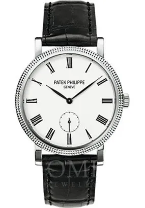 Patek Philippe 7119G-010 Calatrava Ladies 31mm Ivory Roman Hobnail White Gold And Leather Strap