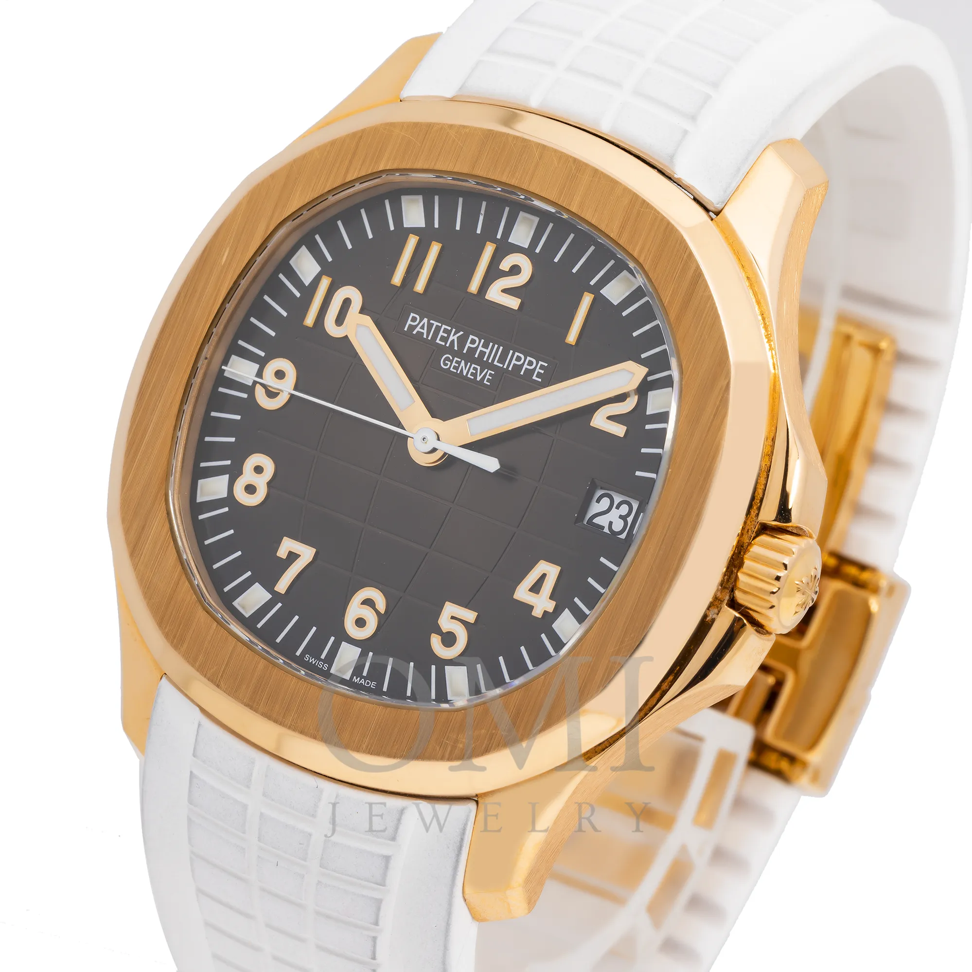 PATEK PHILIPPE AQUANAUT 5167R 40MM BROWN DIAL WITH WHITE COMPOSITE STRAP.