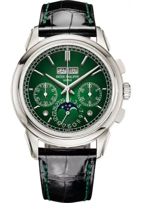 PATEK PHILIPPE GRAND COMPLICATIONS CHRONOGRAPH PERPETUAL CALENDAR GREEN DIAL 5270P-014 WITH LEATHER STRAP