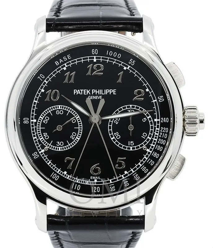 PATEK PHILIPPE GRAND COMPLICATIONS PLATINUM SPLIT-SECONDS CHRONOGRAPH BLACK DIAL 5370P-001 WITH LEATHER DIAL