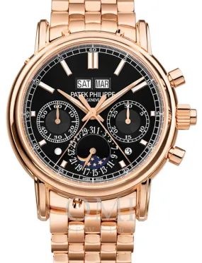 PATEK PHILIPPE GRAND COMPLICATIONS SPLIT-SECONDS CHRONOGRAPH PERPETUAL CALENDAR ROSE GOLD BLACK DIAL 5204/1R-001 WITH ROSE GOLD JUBILEE BRACELET