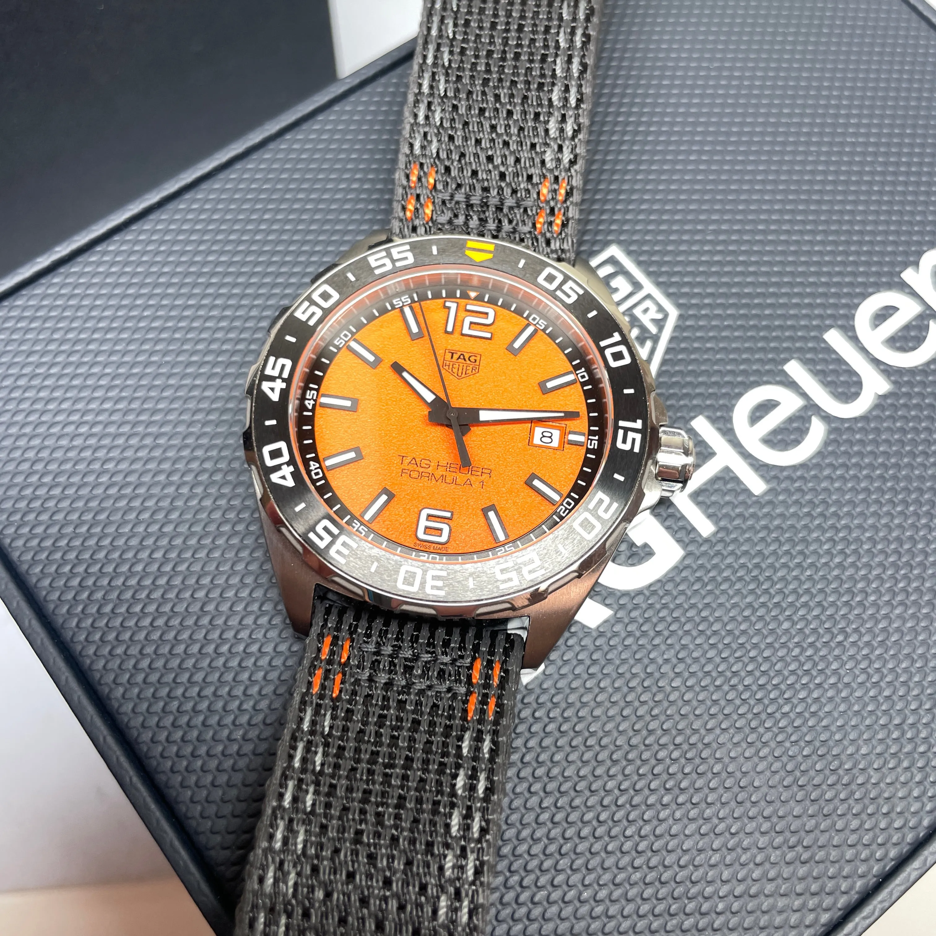 Pre-owned Tag Heuer 200M Formula 1 Orange Dial Quartz Watch 43MM WAZ1010A.FC8305