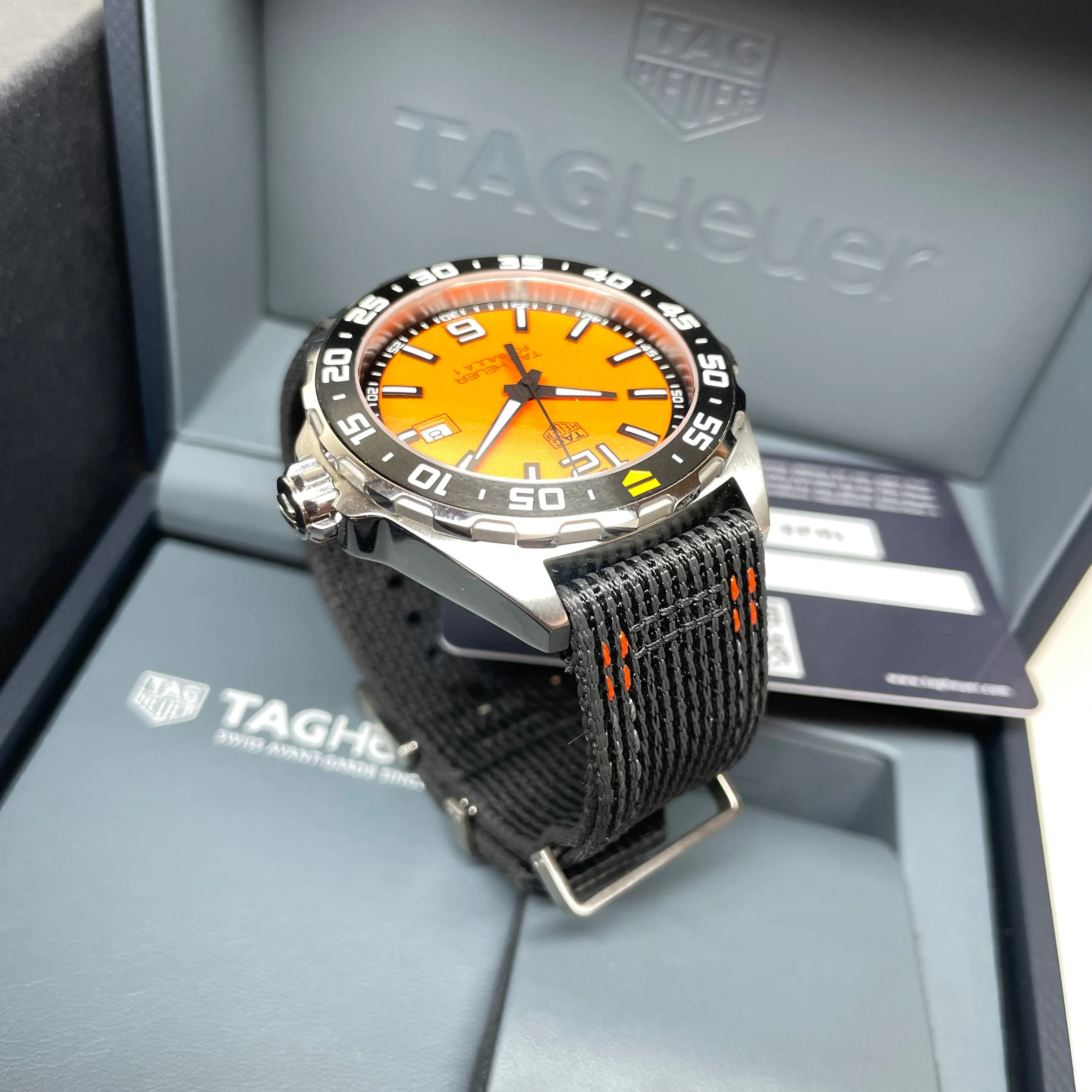 Pre-owned Tag Heuer 200M Formula 1 Orange Dial Quartz Watch 43MM WAZ1010A.FC8305