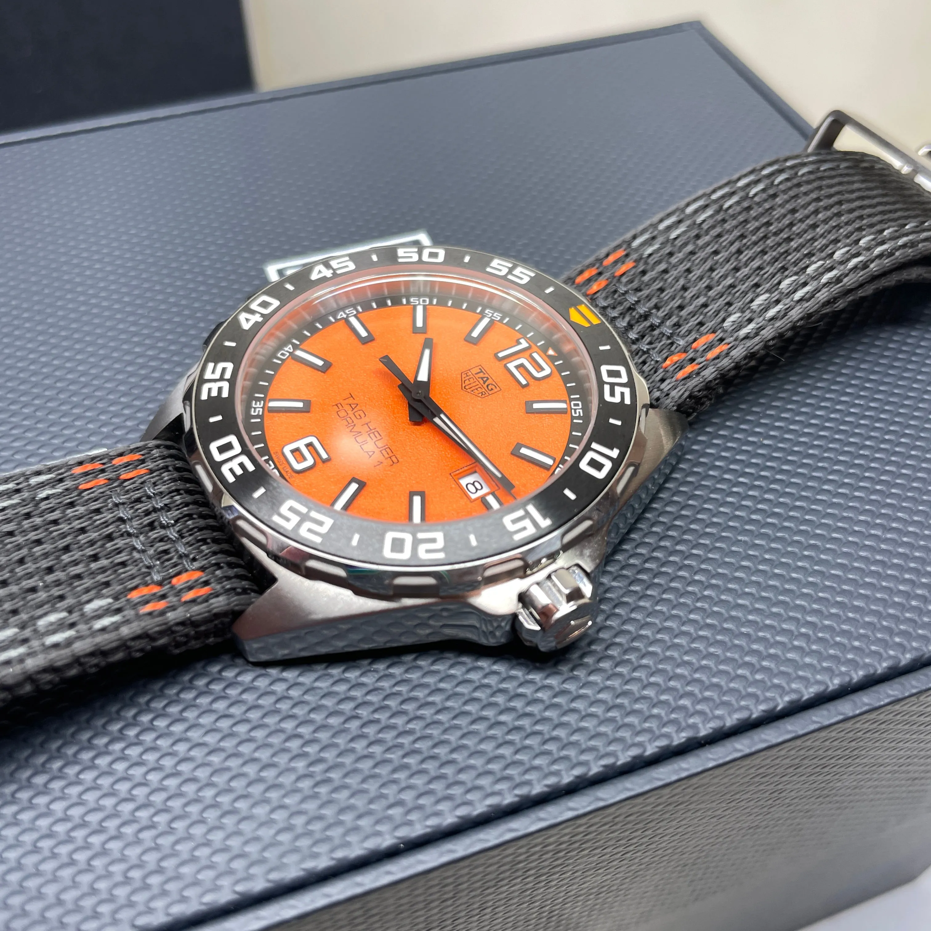 Pre-owned Tag Heuer 200M Formula 1 Orange Dial Quartz Watch 43MM WAZ1010A.FC8305