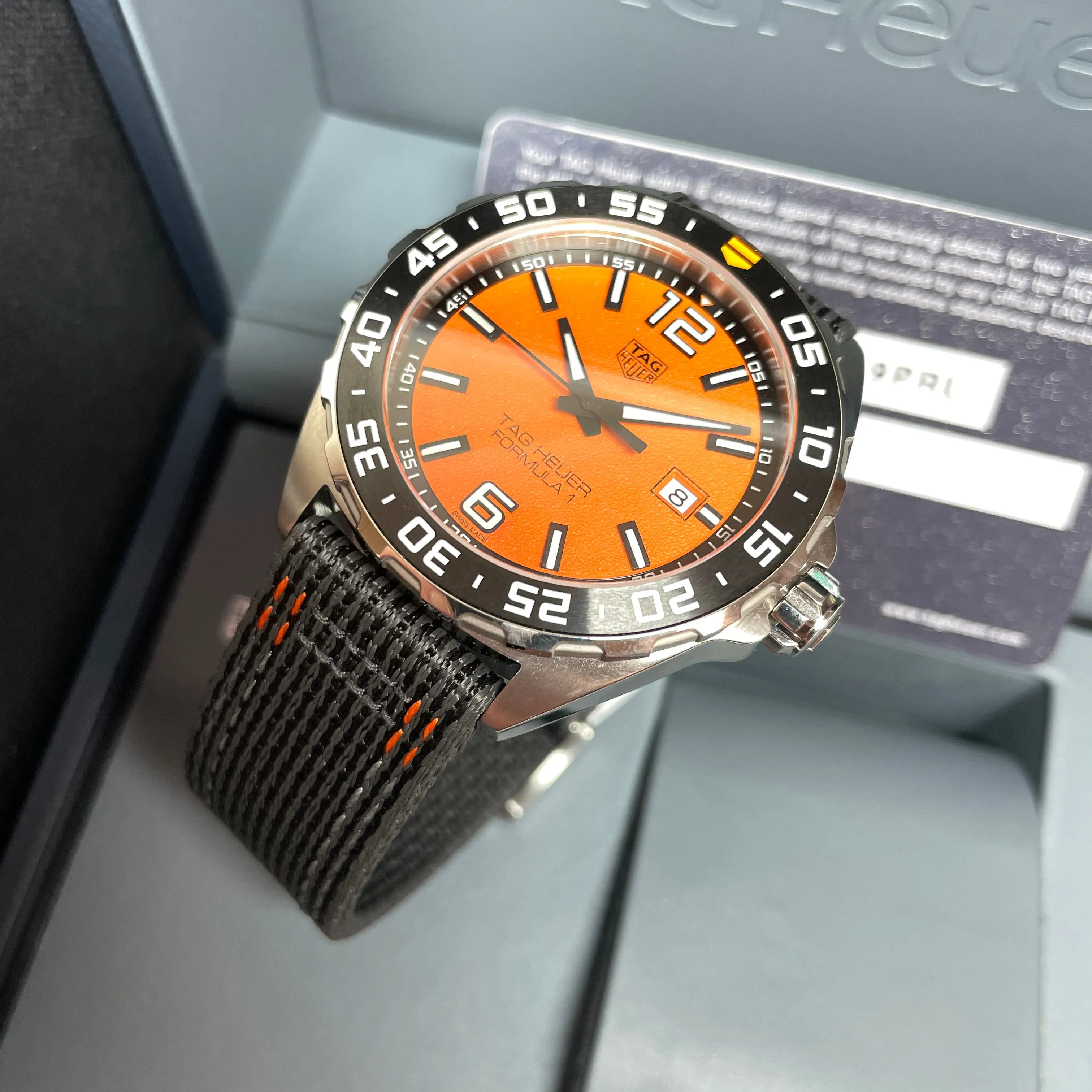 Pre-owned Tag Heuer 200M Formula 1 Orange Dial Quartz Watch 43MM WAZ1010A.FC8305