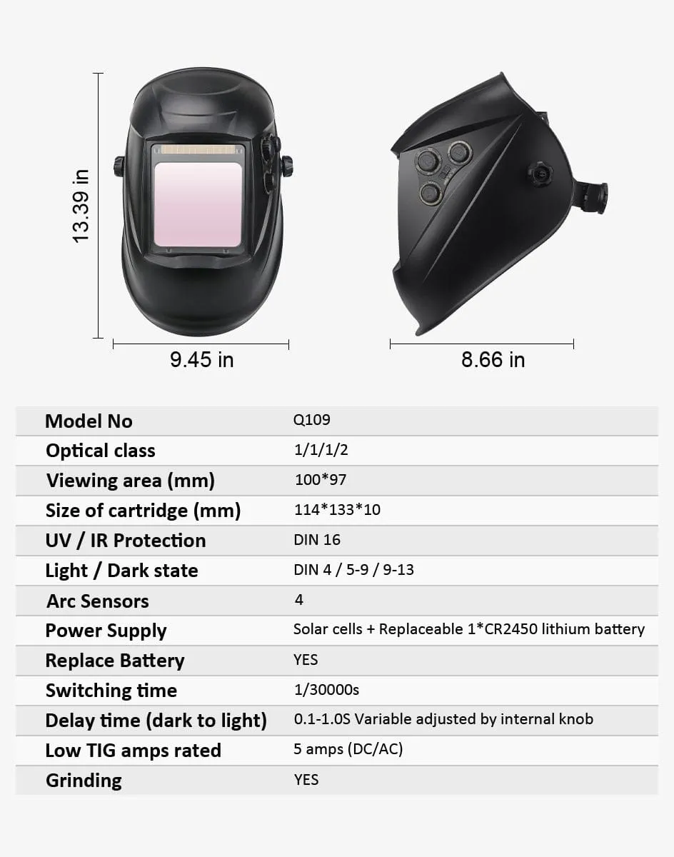 Professional Protective Welding Helmet Automatically Darkening Soldering Mask True Color Welder Cap 4 Arc Sensor for TIG MIG MMA