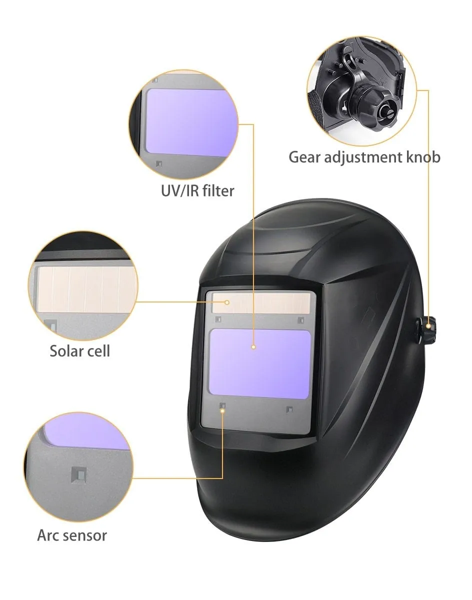 Professional Protective Welding Helmet Automatically Darkening Soldering Mask True Color Welder Cap 4 Arc Sensor for TIG MIG MMA