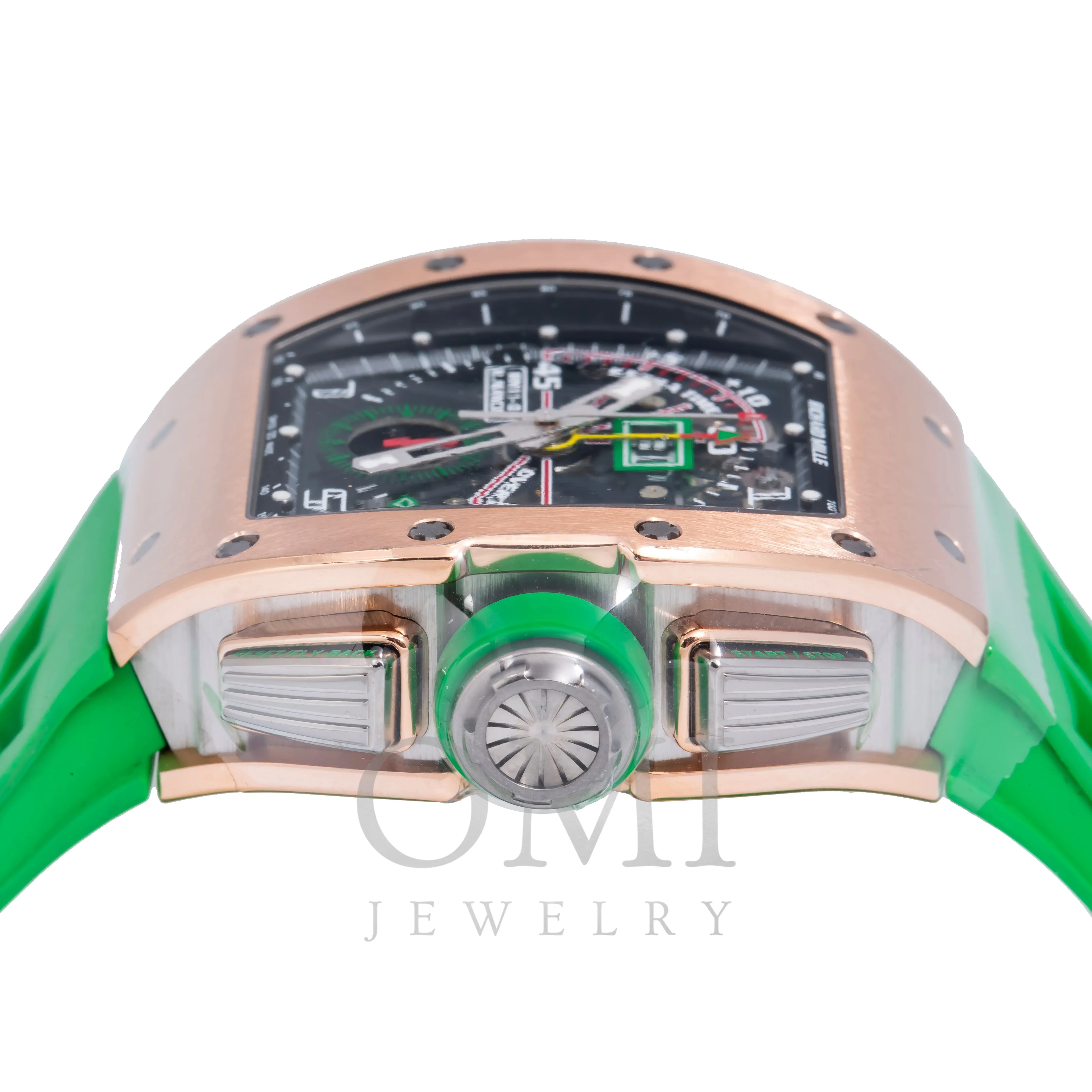 Richard Mille Roberto Mancini RM11-01 50MM Transparent Dial With Green Rubber Bracelet